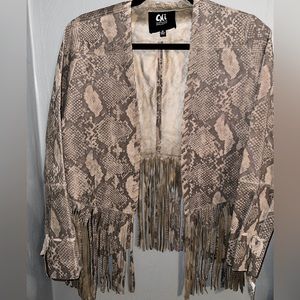 Carlos Falchi leather fringe jacket